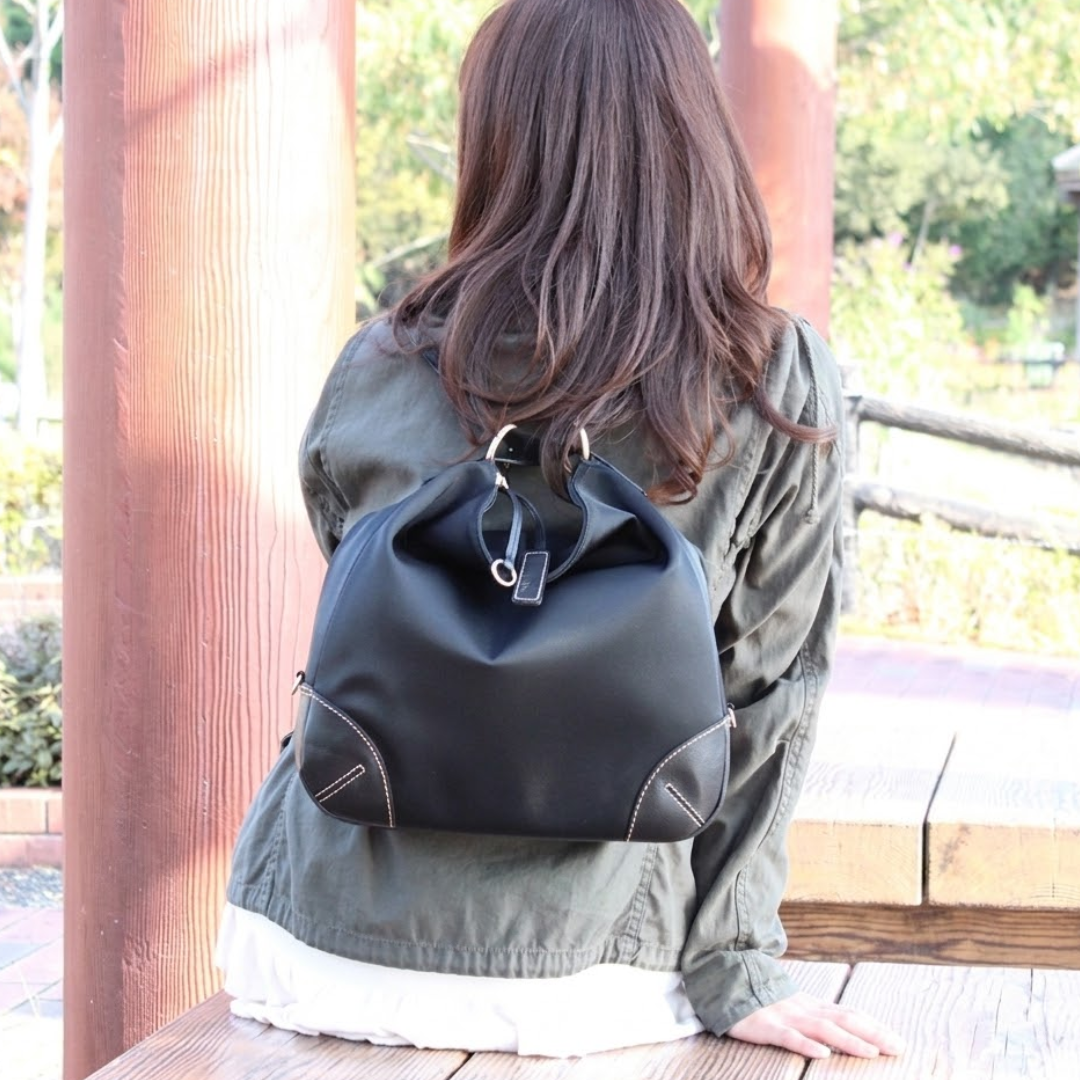 L-1717｜軽量撥水ナイロン×本革 3WAYリュック