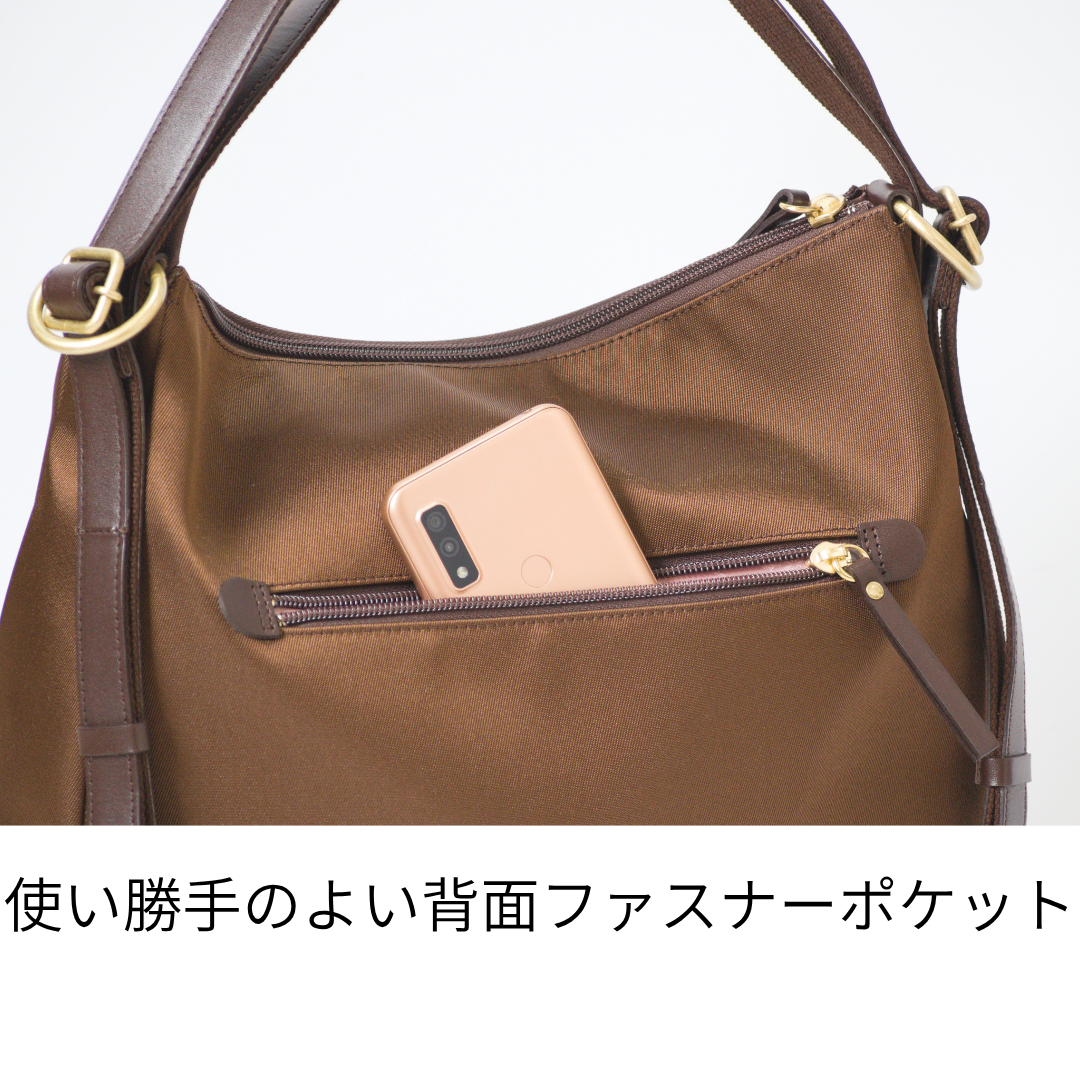L-1717｜軽量撥水ナイロン×本革 3WAYリュック