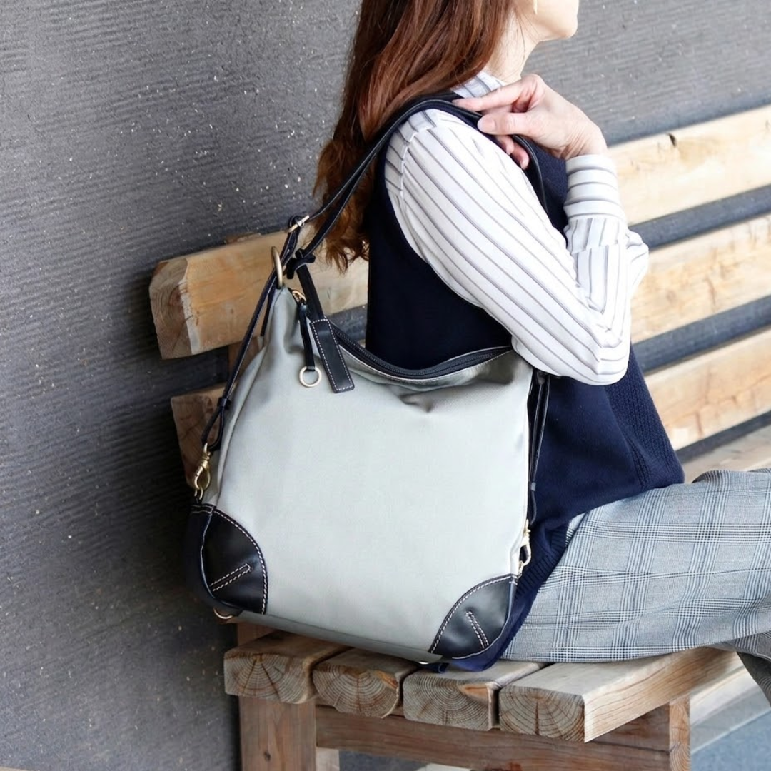 L-1717｜軽量撥水ナイロン×本革 3WAYリュック