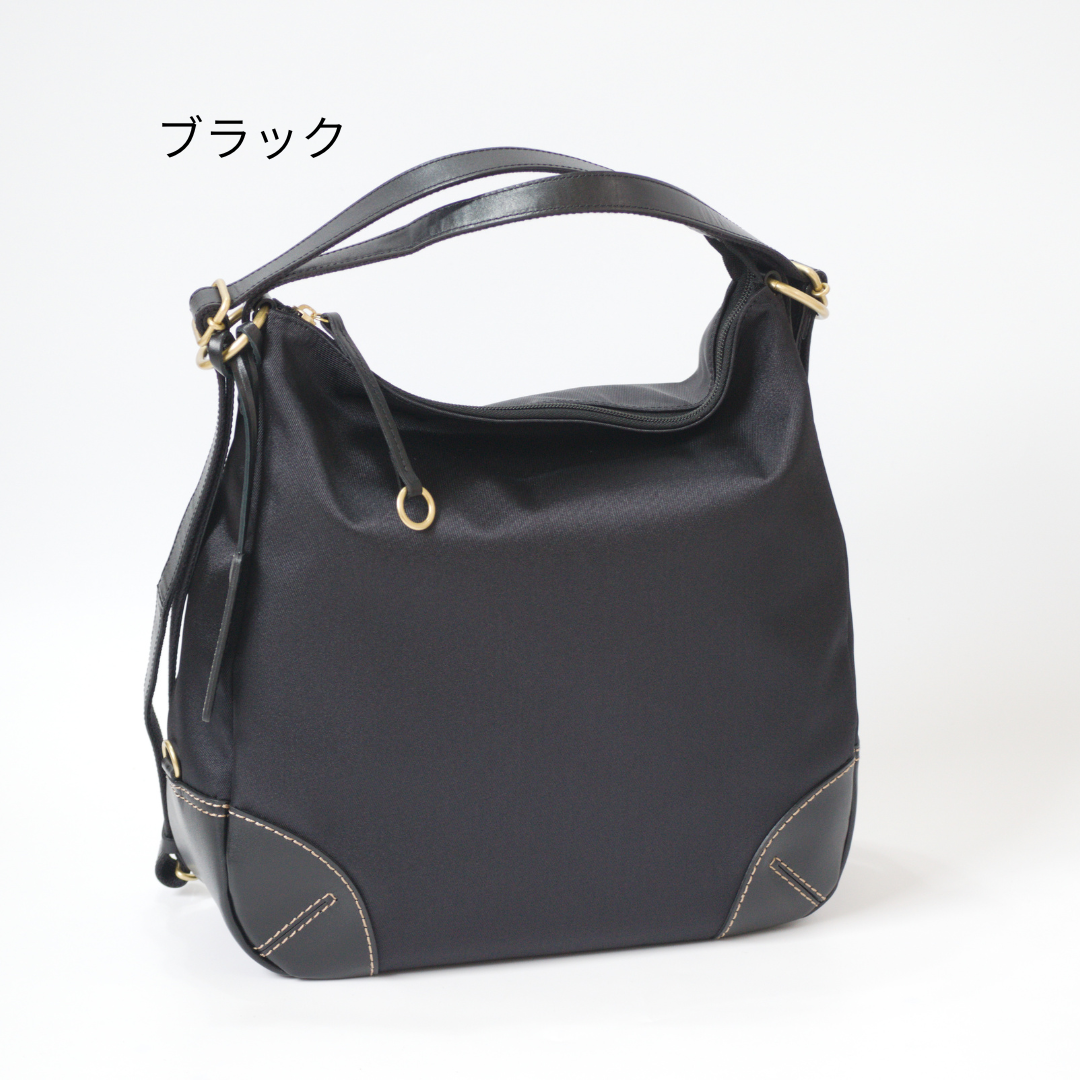 L-1717｜軽量撥水ナイロン×本革 3WAYリュック