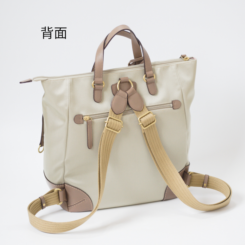 L-1719｜軽量撥水ナイロン×本革 レディースリュック