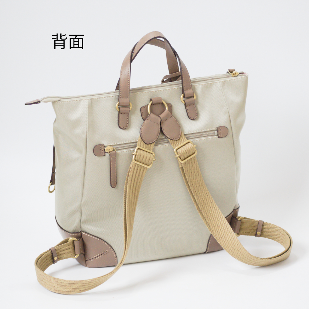L-1719｜軽量撥水ナイロン×本革 レディースリュック