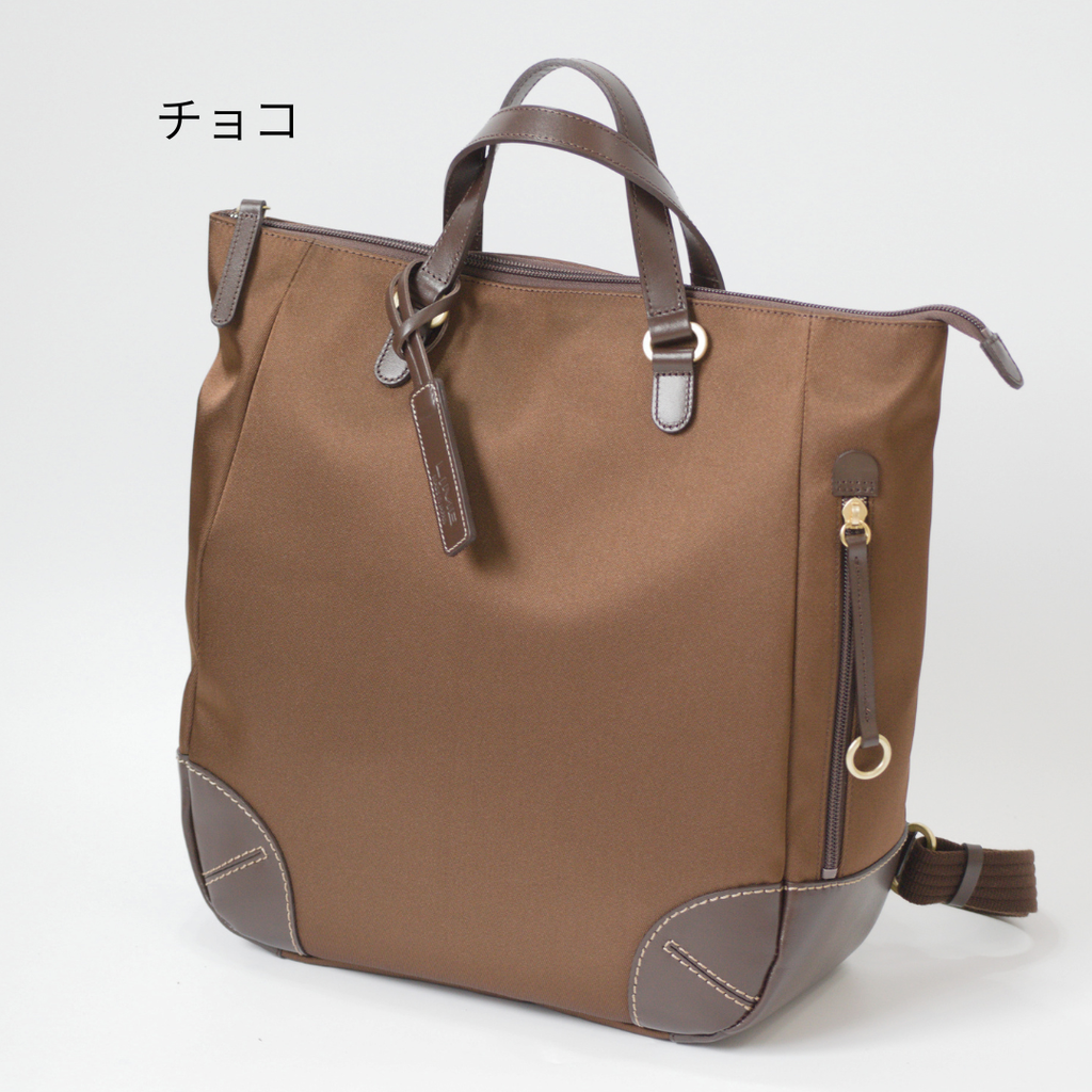 L-1719｜軽量撥水ナイロン×本革 レディースリュック