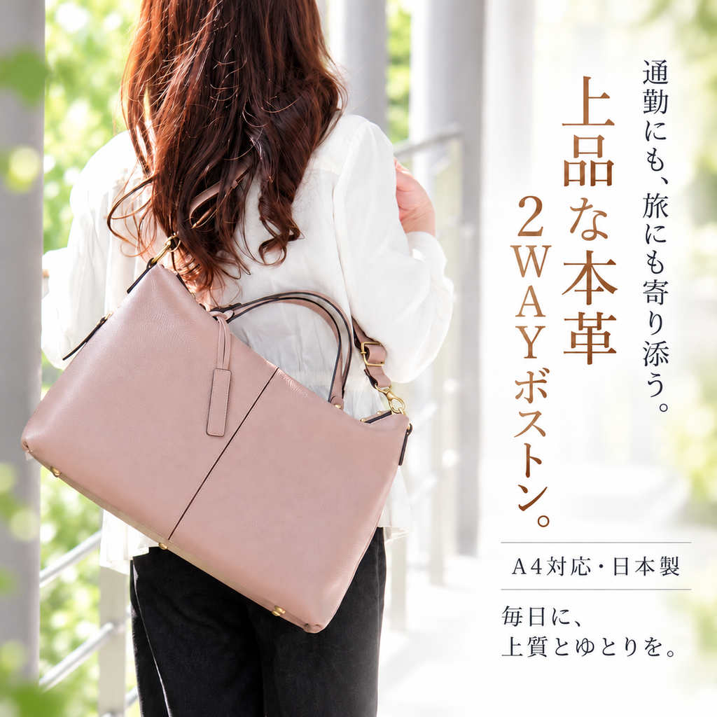 本革2WAYボストンバッグ｜L-1802