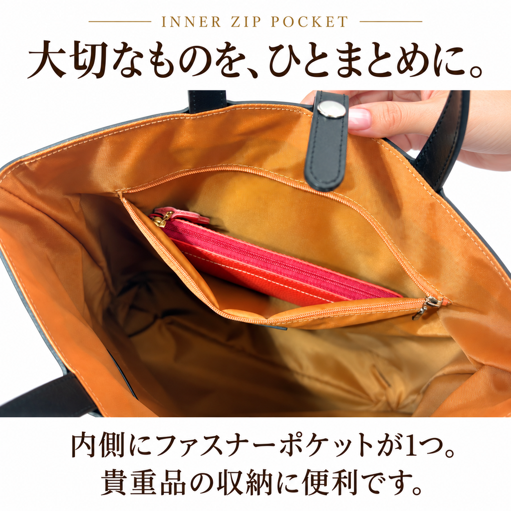 軽量ナイロン×本革2WAY縦型A4トートバッグ｜L-2041
