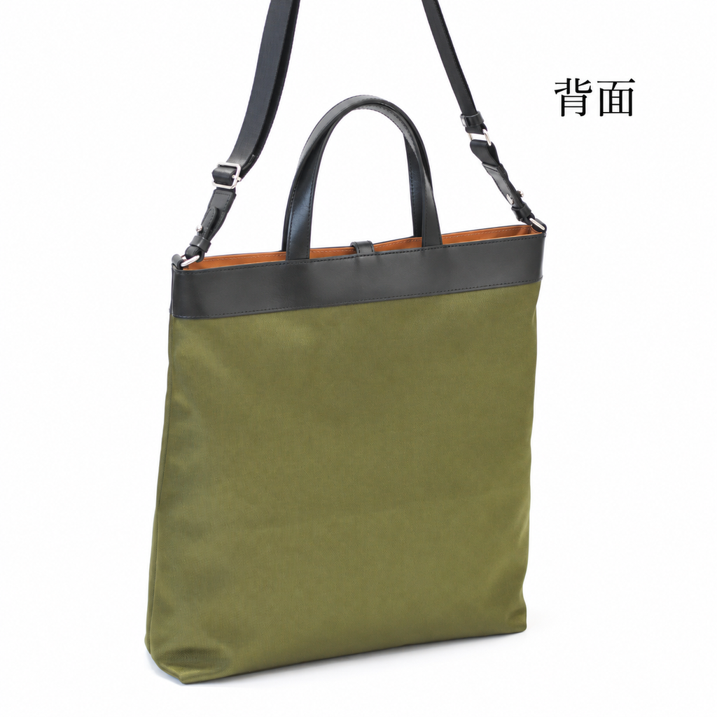 軽量ナイロン×本革2WAY縦型A4トートバッグ｜L-2041