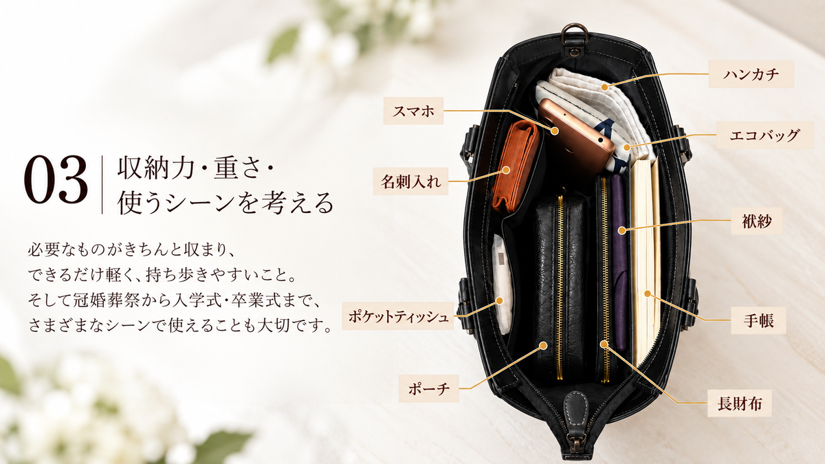 03｜収納力・重さ・使うシーンを考える